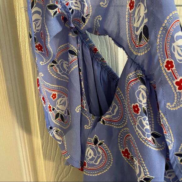 Blue Rain Paisley Print & Rose Romper / Shorts Jumpsuit Women's Size Small - Picture 5 of 9